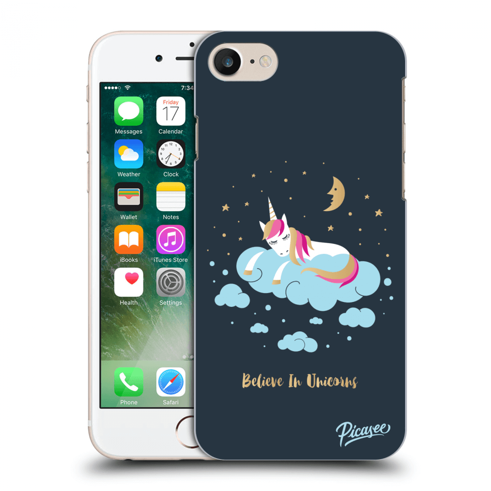 Picasee silikonski črni ovitek za Apple iPhone 8 - Believe In Unicorns
