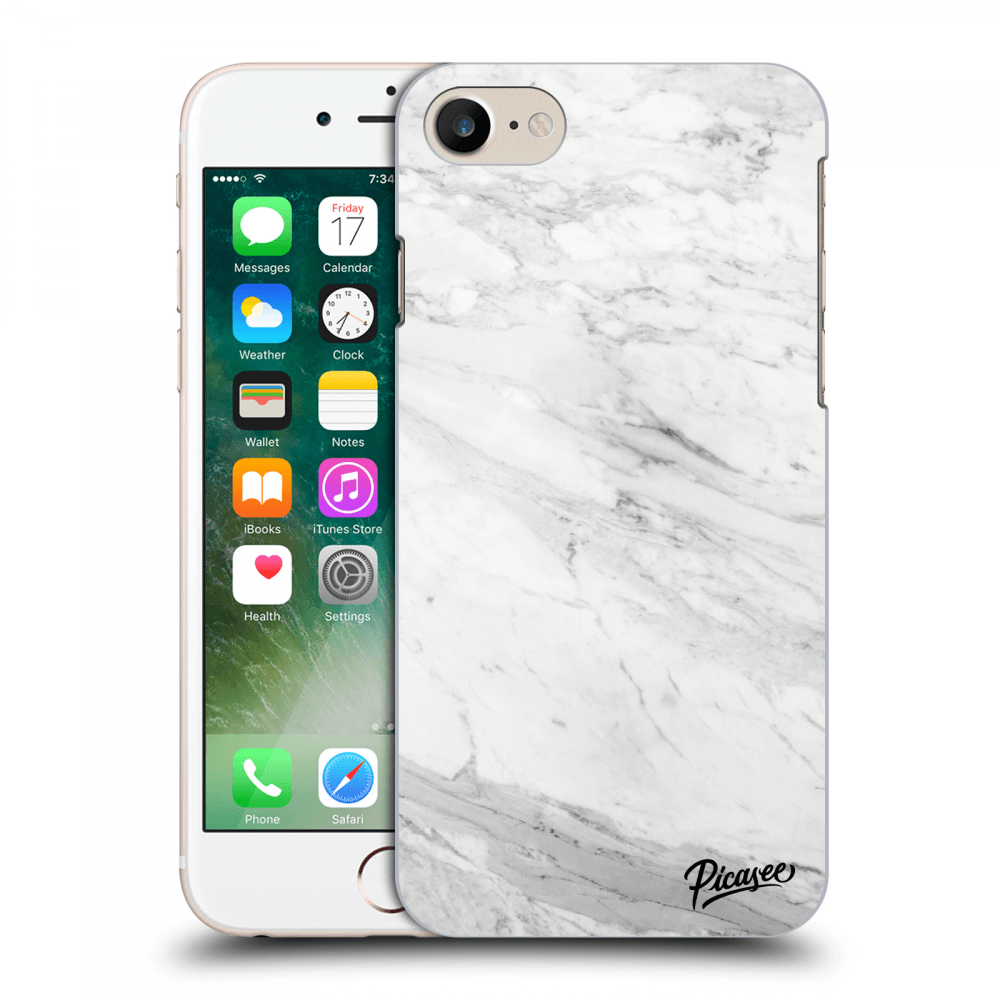 Picasee silikonski črni ovitek za Apple iPhone 8 - White marble