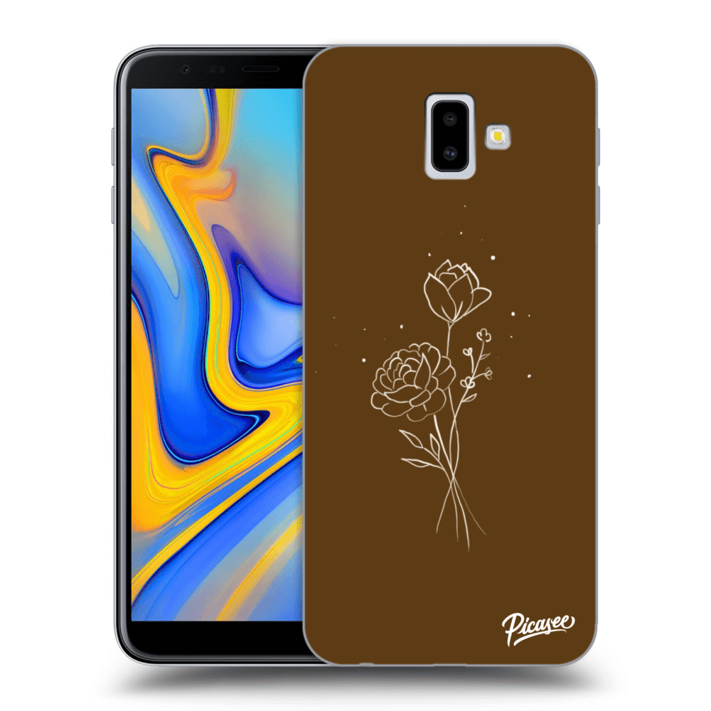 Picasee silikonski prozorni ovitek za Samsung Galaxy J6+ J610F - Brown flowers