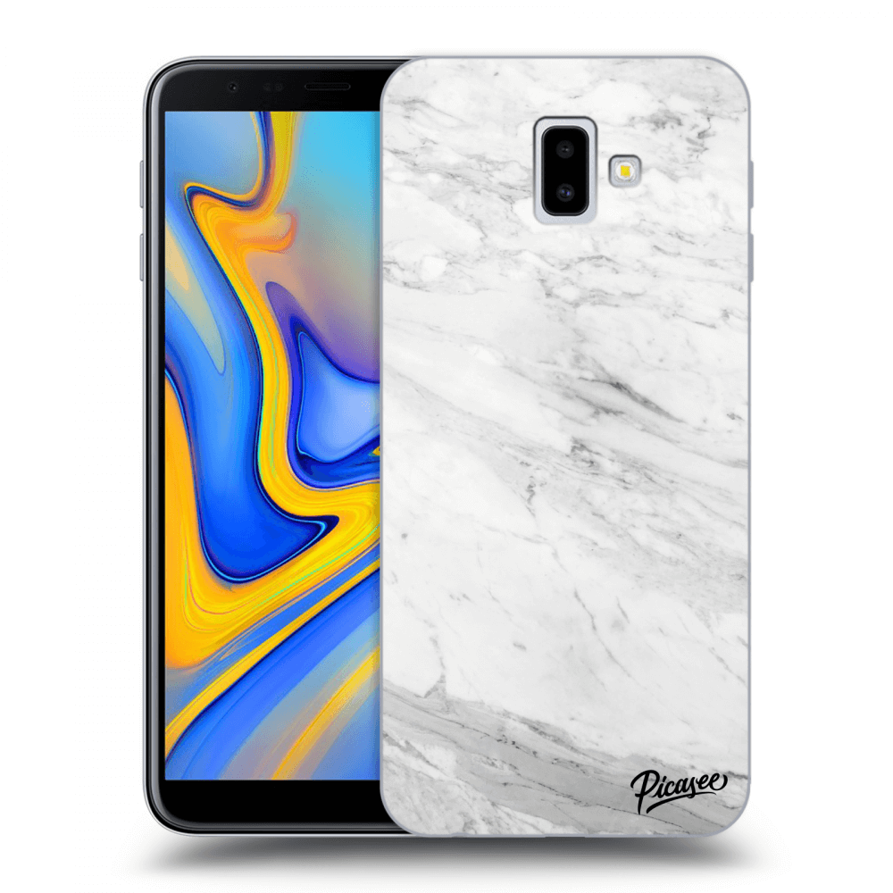 Picasee silikonski prozorni ovitek za Samsung Galaxy J6+ J610F - White marble