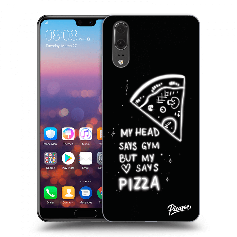 Picasee silikonski črni ovitek za Huawei P20 - Pizza