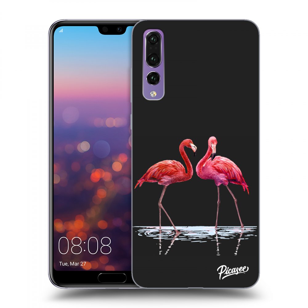 Picasee silikonski črni ovitek za Huawei P20 Pro - Flamingos couple