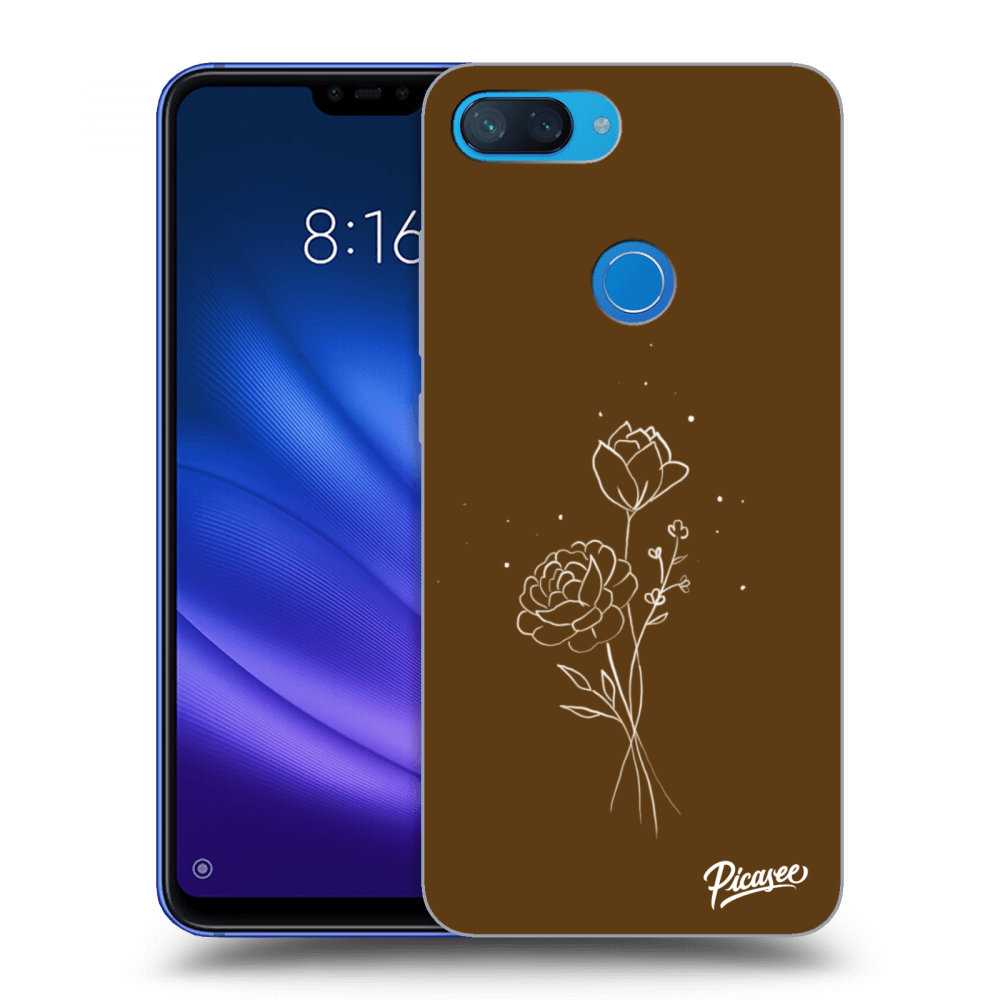 Picasee silikonski črni ovitek za Xiaomi Mi 8 Lite - Brown flowers