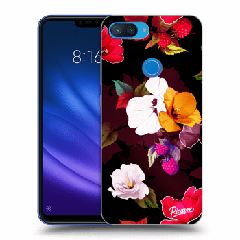 Picasee silikonski črni ovitek za Xiaomi Mi 8 Lite - Flowers and Berries