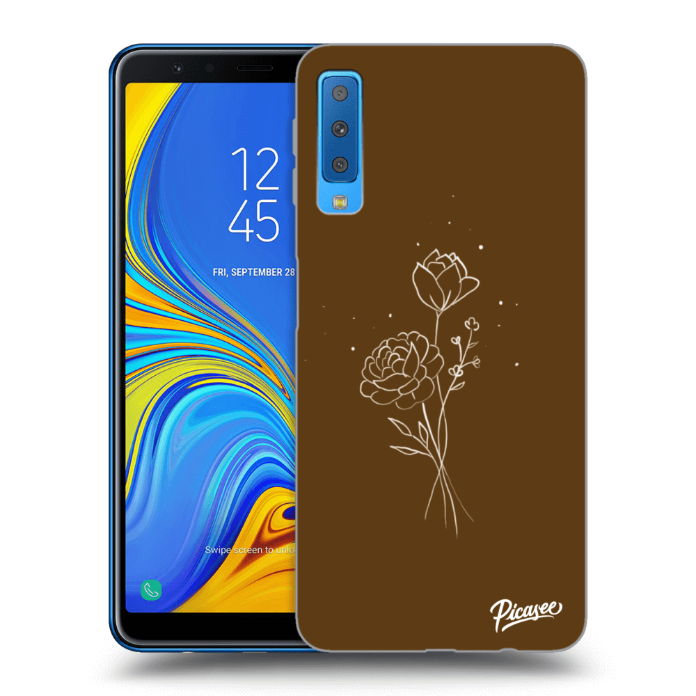 Picasee silikonski črni ovitek za Samsung Galaxy A7 2018 A750F - Brown flowers