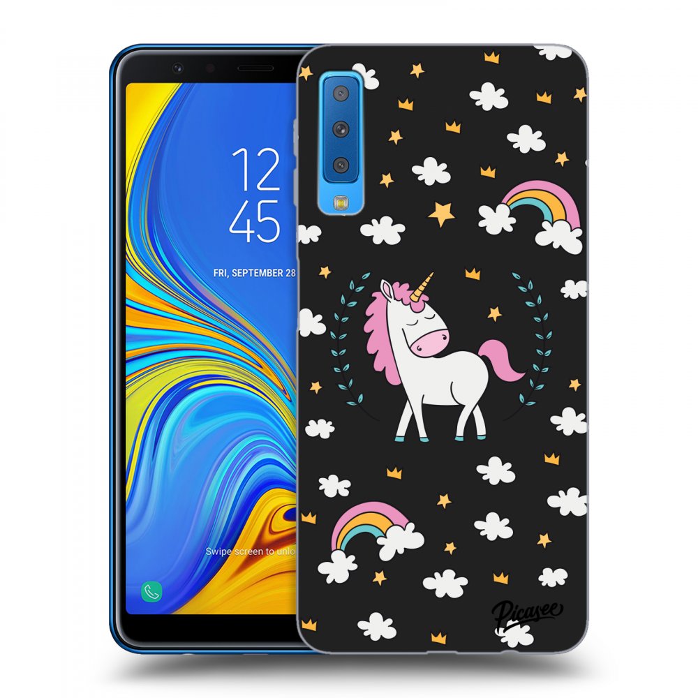 Picasee silikonski črni ovitek za Samsung Galaxy A7 2018 A750F - Unicorn star heaven