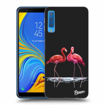Picasee silikonski črni ovitek za Samsung Galaxy A7 2018 A750F - Flamingos couple