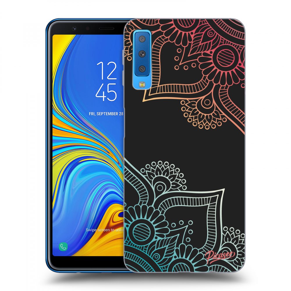 Picasee silikonski črni ovitek za Samsung Galaxy A7 2018 A750F - Flowers pattern