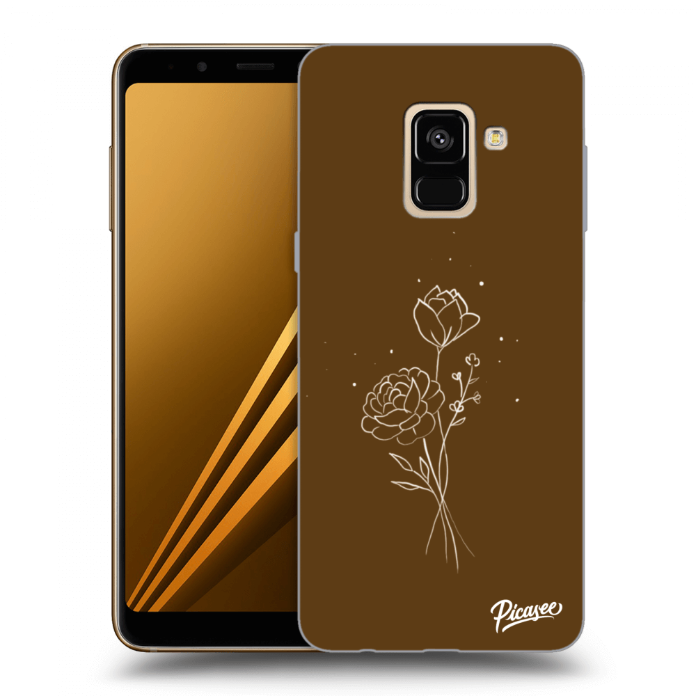 Picasee silikonski črni ovitek za Samsung Galaxy A8 2018 A530F - Brown flowers