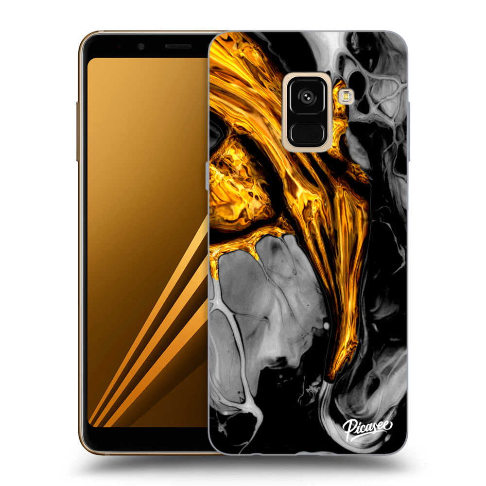 Picasee silikonski črni ovitek za Samsung Galaxy A8 2018 A530F - Black Gold