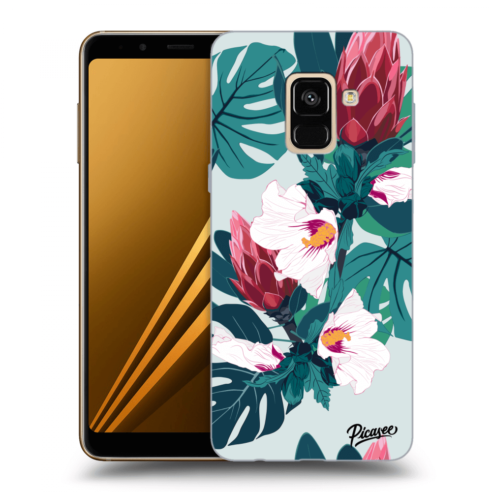Picasee silikonski črni ovitek za Samsung Galaxy A8 2018 A530F - Rhododendron