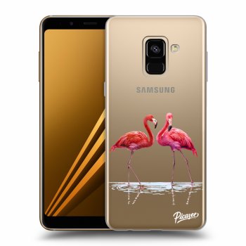 Picasee silikonski prozorni ovitek za Samsung Galaxy A8 2018 A530F - Flamingos couple