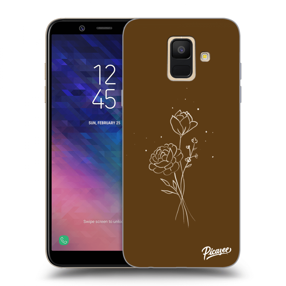Picasee silikonski prozorni ovitek za Samsung Galaxy A6 A600F - Brown flowers