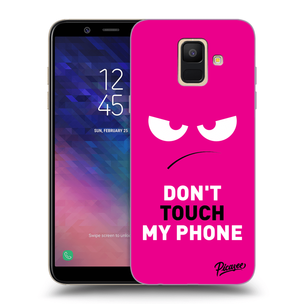 Picasee silikonski prozorni ovitek za Samsung Galaxy A6 A600F - Angry Eyes - Pink