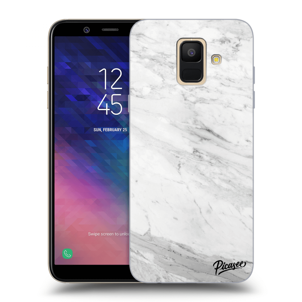 Picasee silikonski prozorni ovitek za Samsung Galaxy A6 A600F - White marble