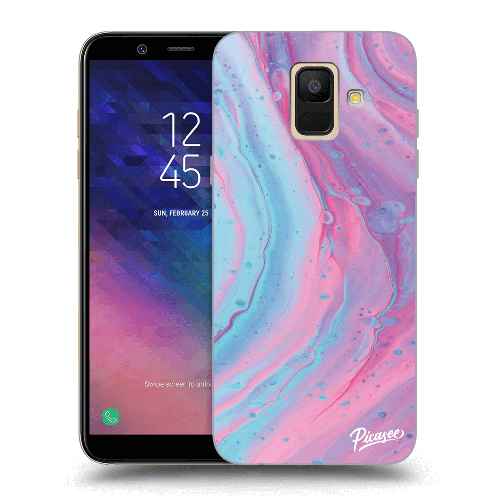 Picasee silikonski prozorni ovitek za Samsung Galaxy A6 A600F - Pink liquid
