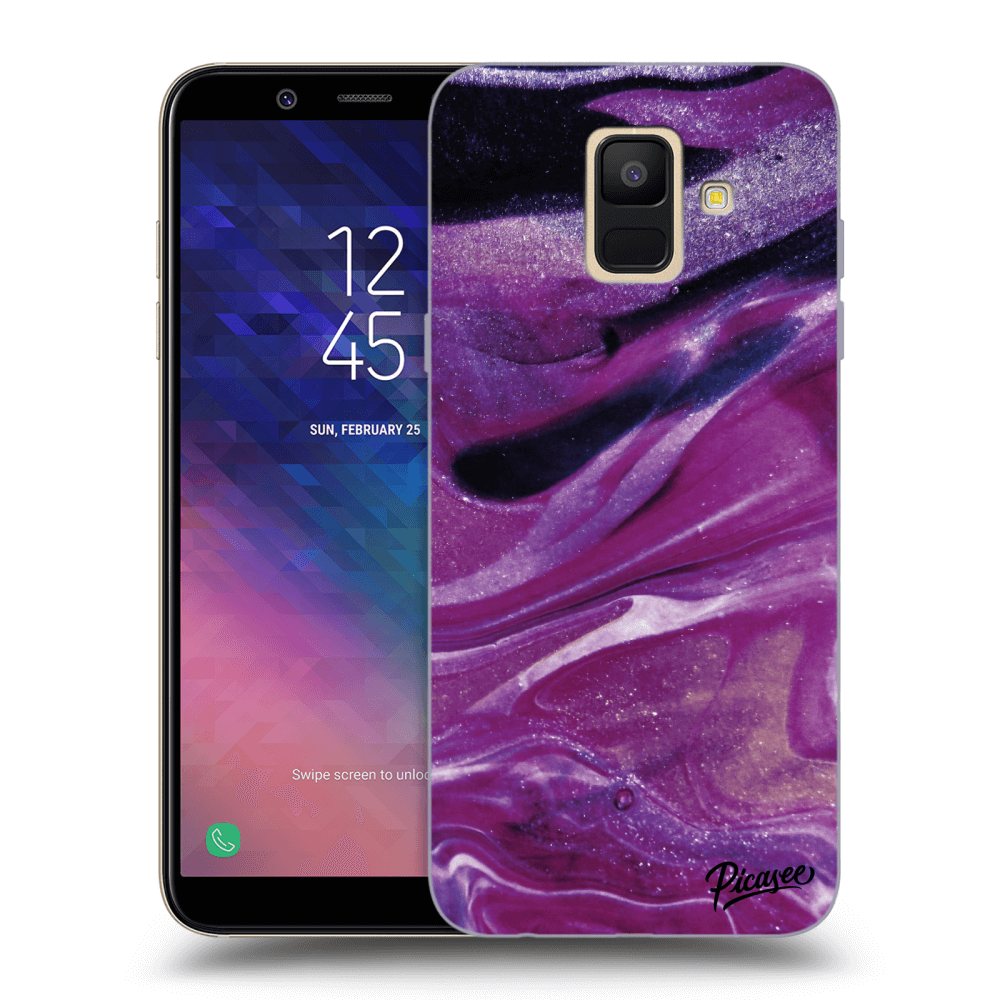 Picasee silikonski prozorni ovitek za Samsung Galaxy A6 A600F - Purple glitter