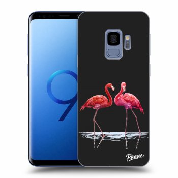 Picasee silikonski črni ovitek za Samsung Galaxy S9 G960F - Flamingos couple