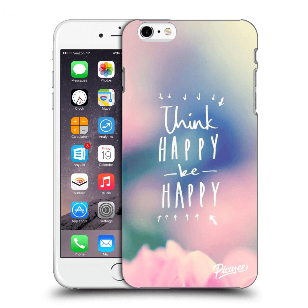 Picasee silikonski črni ovitek za Apple iPhone 6 Plus/6S Plus - Think happy be happy