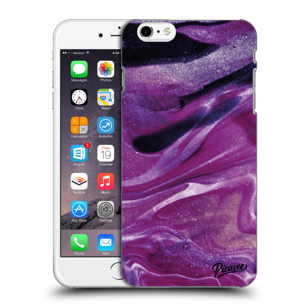 Picasee silikonski črni ovitek za Apple iPhone 6 Plus/6S Plus - Purple glitter