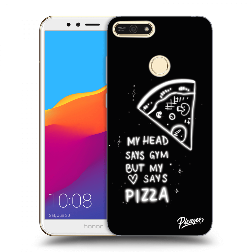 Picasee silikonski črni ovitek za Honor 7A - Pizza