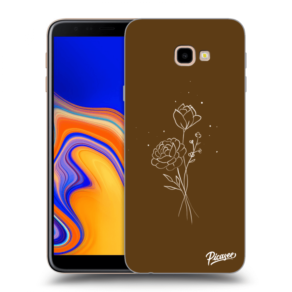 Picasee silikonski prozorni ovitek za Samsung Galaxy J4+ J415F - Brown flowers