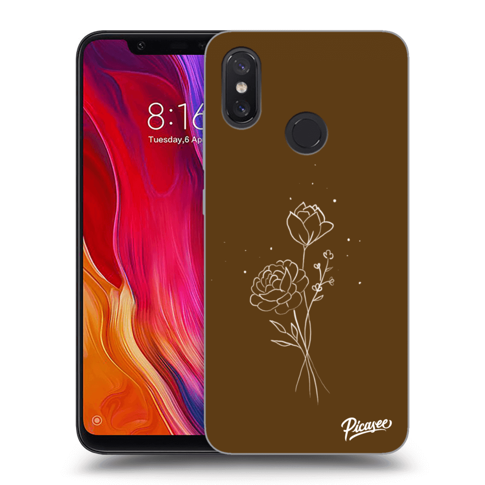 Picasee silikonski črni ovitek za Xiaomi Mi 8 - Brown flowers