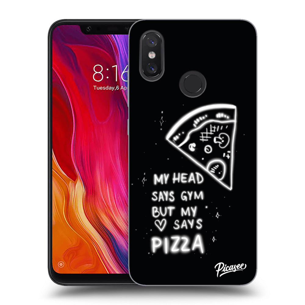 Picasee silikonski črni ovitek za Xiaomi Mi 8 - Pizza