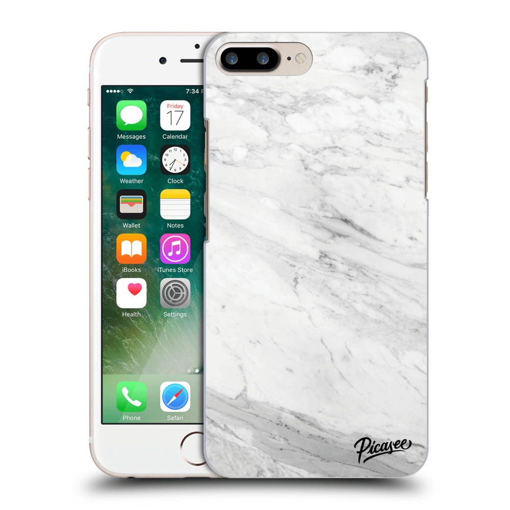 Picasee silikonski črni ovitek za Apple iPhone 7 Plus - White marble