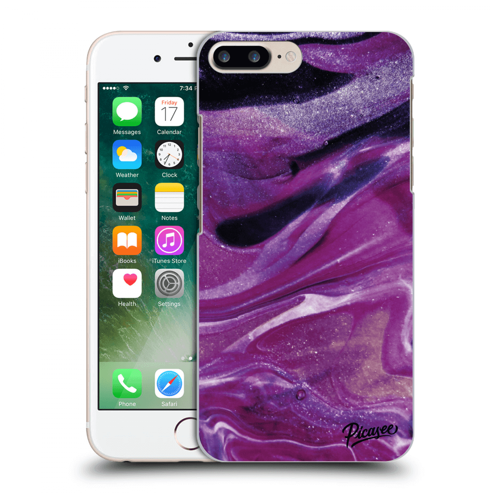 Picasee silikonski črni ovitek za Apple iPhone 7 Plus - Purple glitter