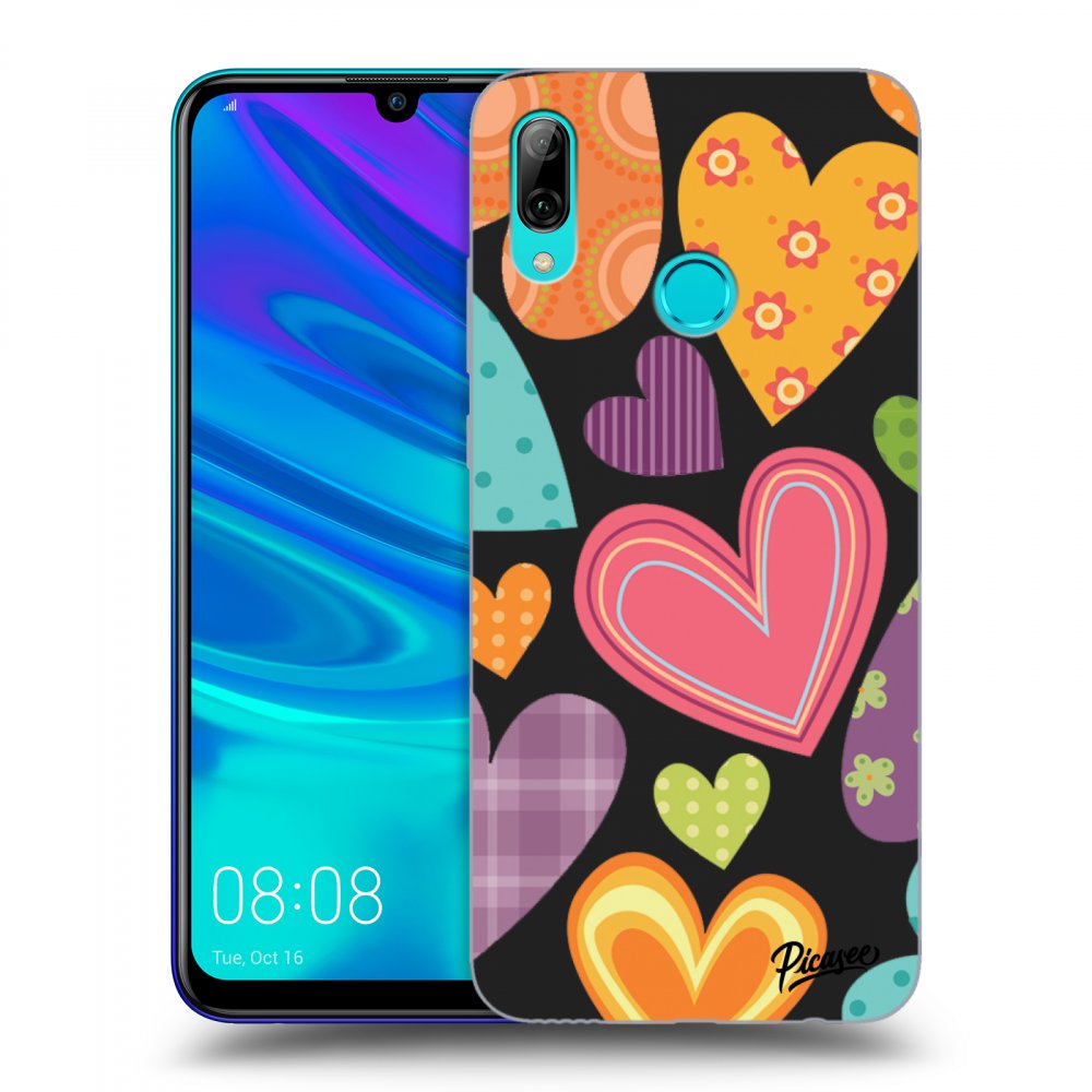 Picasee silikonski črni ovitek za Huawei P Smart 2019 - Colored heart