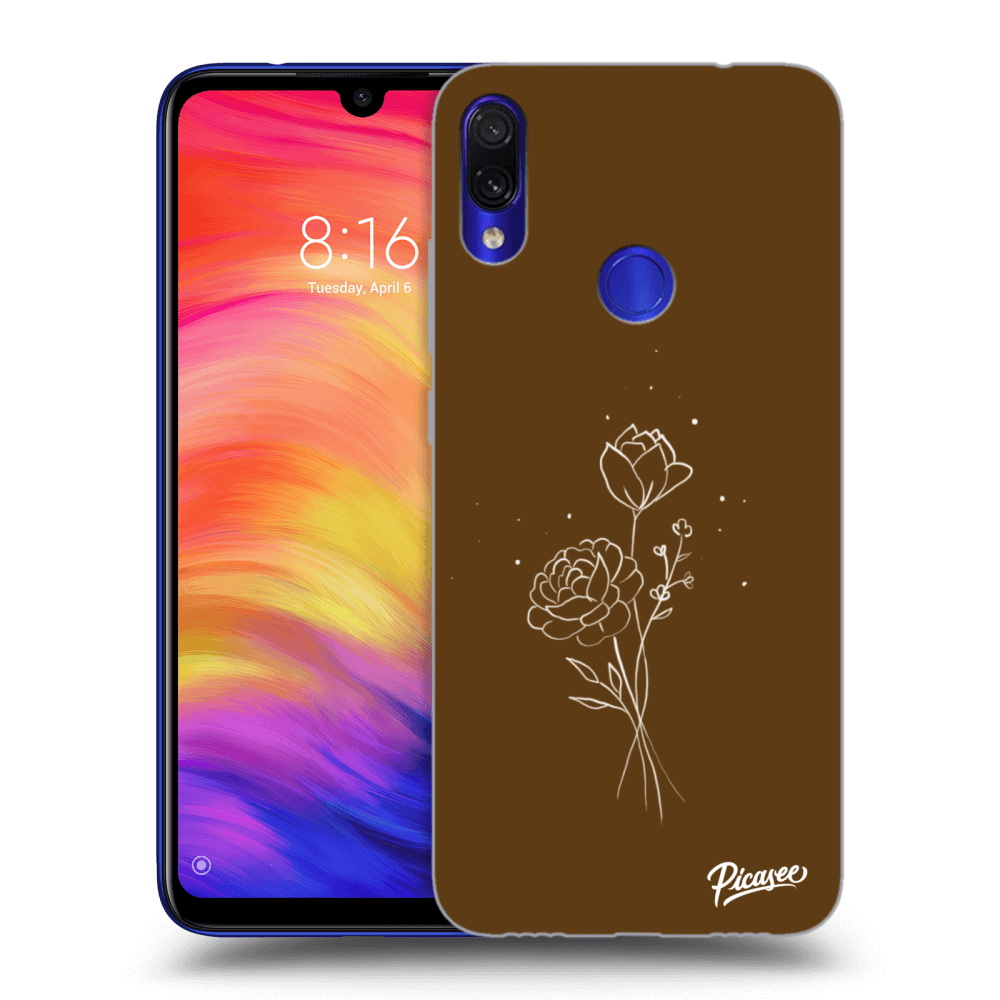 Picasee silikonski prozorni ovitek za Xiaomi Redmi Note 7 - Brown flowers
