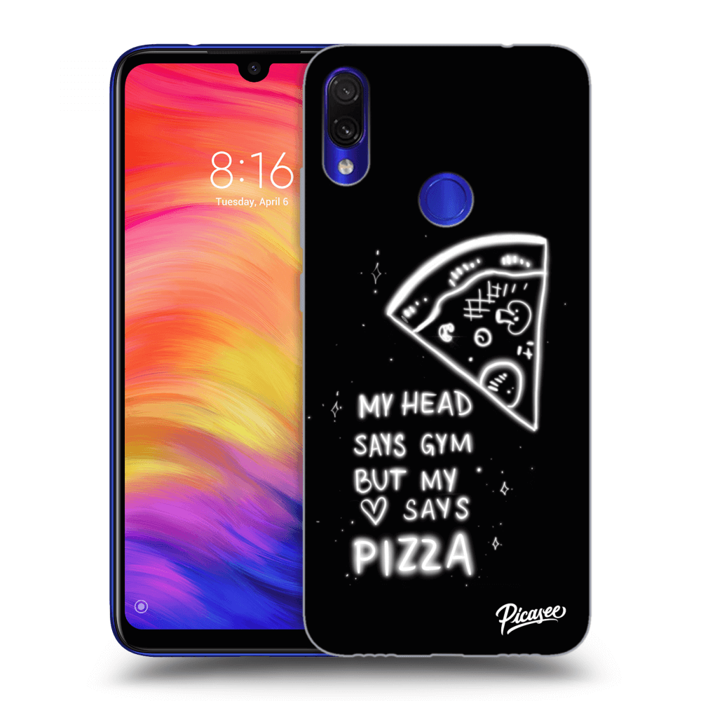 Picasee silikonski črni ovitek za Xiaomi Redmi Note 7 - Pizza