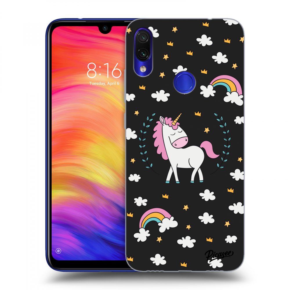 Picasee silikonski črni ovitek za Xiaomi Redmi Note 7 - Unicorn star heaven