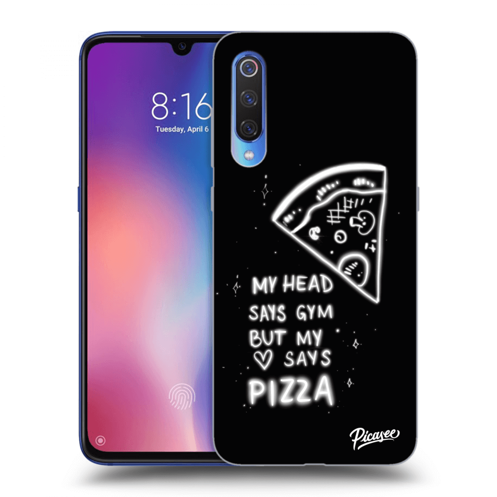 Picasee silikonski črni ovitek za Xiaomi Mi 9 - Pizza