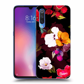 Picasee silikonski črni ovitek za Xiaomi Mi 9 - Flowers and Berries
