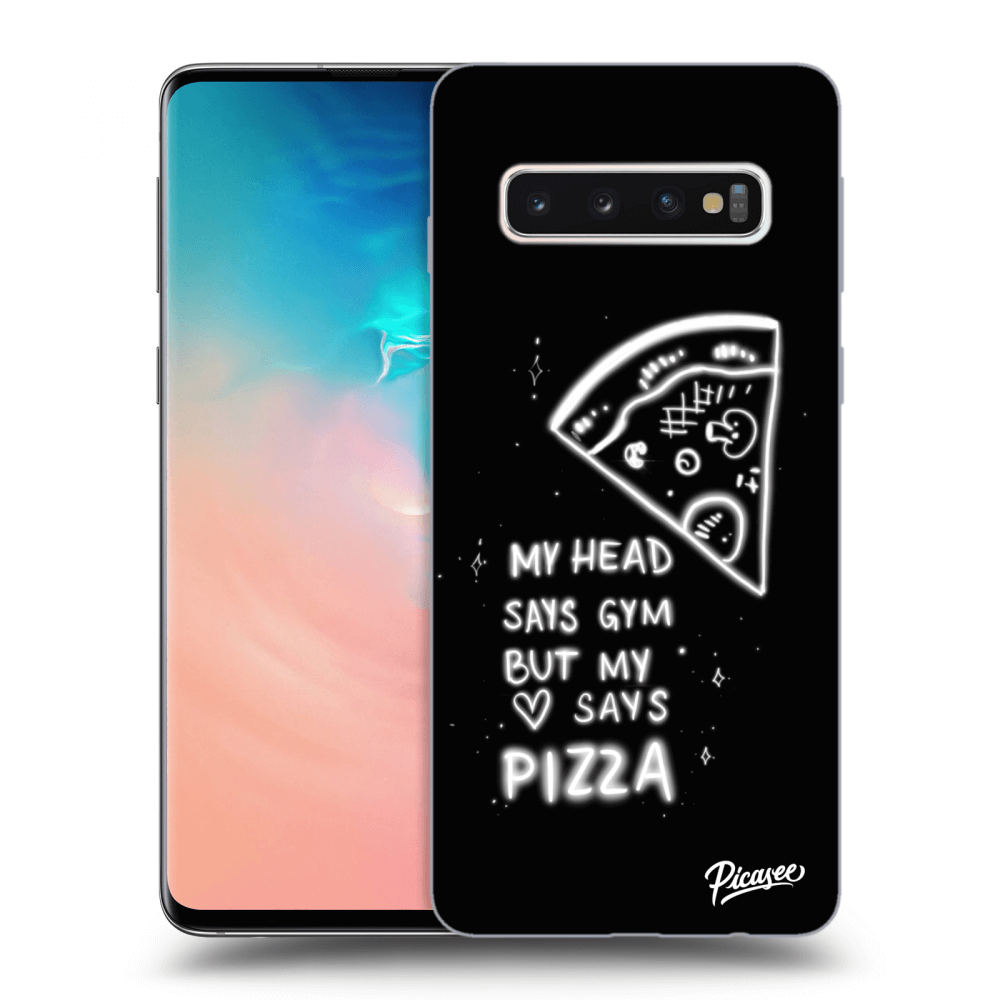 Picasee silikonski črni ovitek za Samsung Galaxy S10 G973 - Pizza