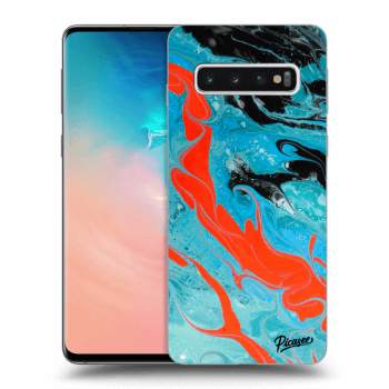 Picasee silikonski prozorni ovitek za Samsung Galaxy S10 G973 - Blue Magma