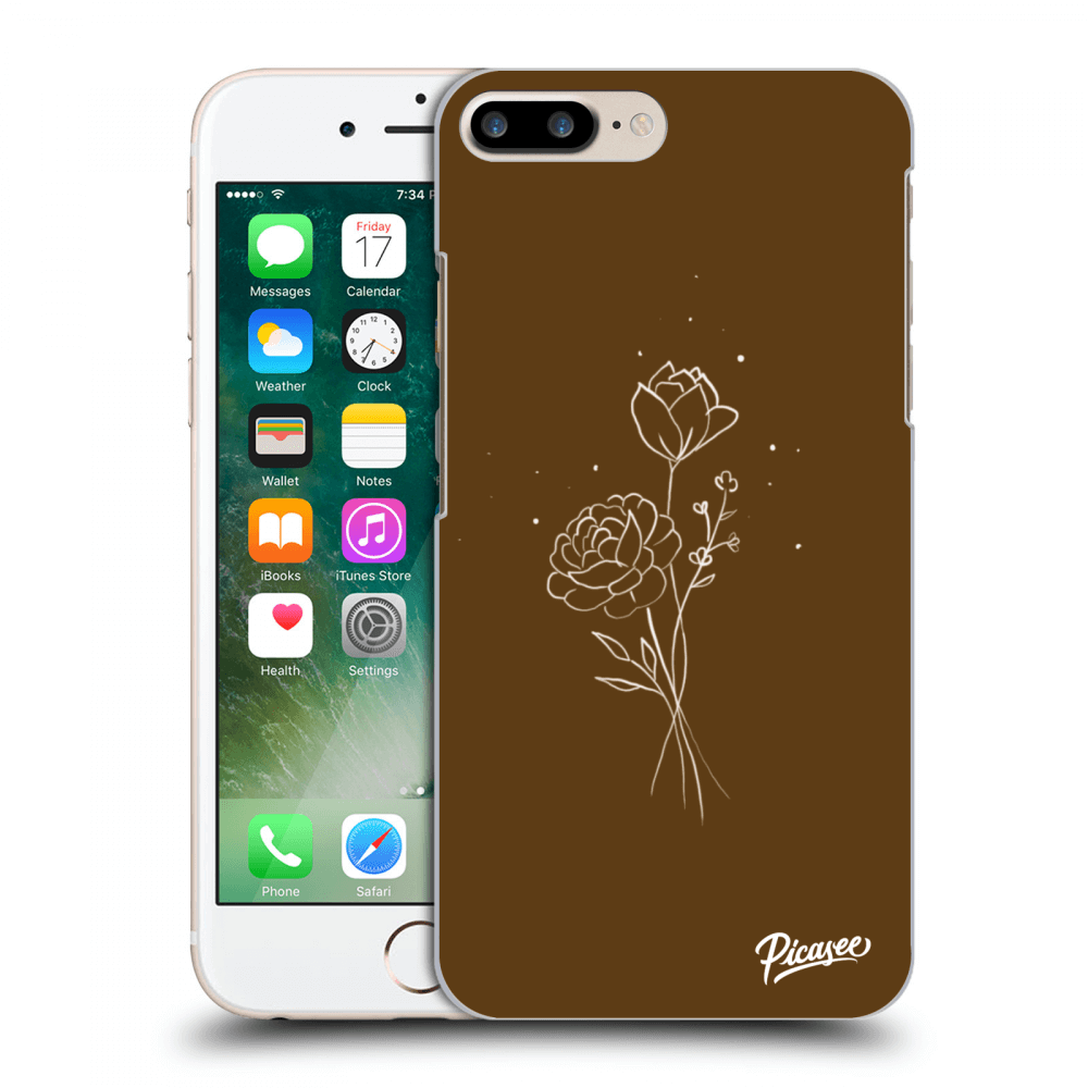 Picasee silikonski prozorni ovitek za Apple iPhone 8 Plus - Brown flowers