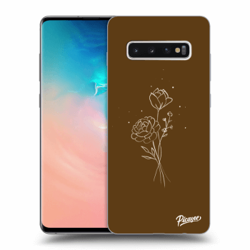 Picasee silikonski črni ovitek za Samsung Galaxy S10 Plus G975 - Brown flowers