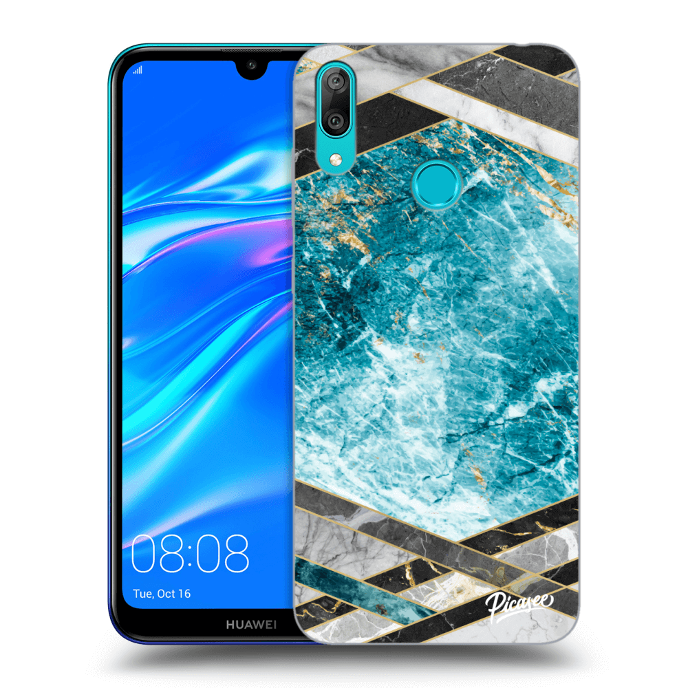 Picasee silikonski prozorni ovitek za Huawei Y7 2019 - Blue geometry