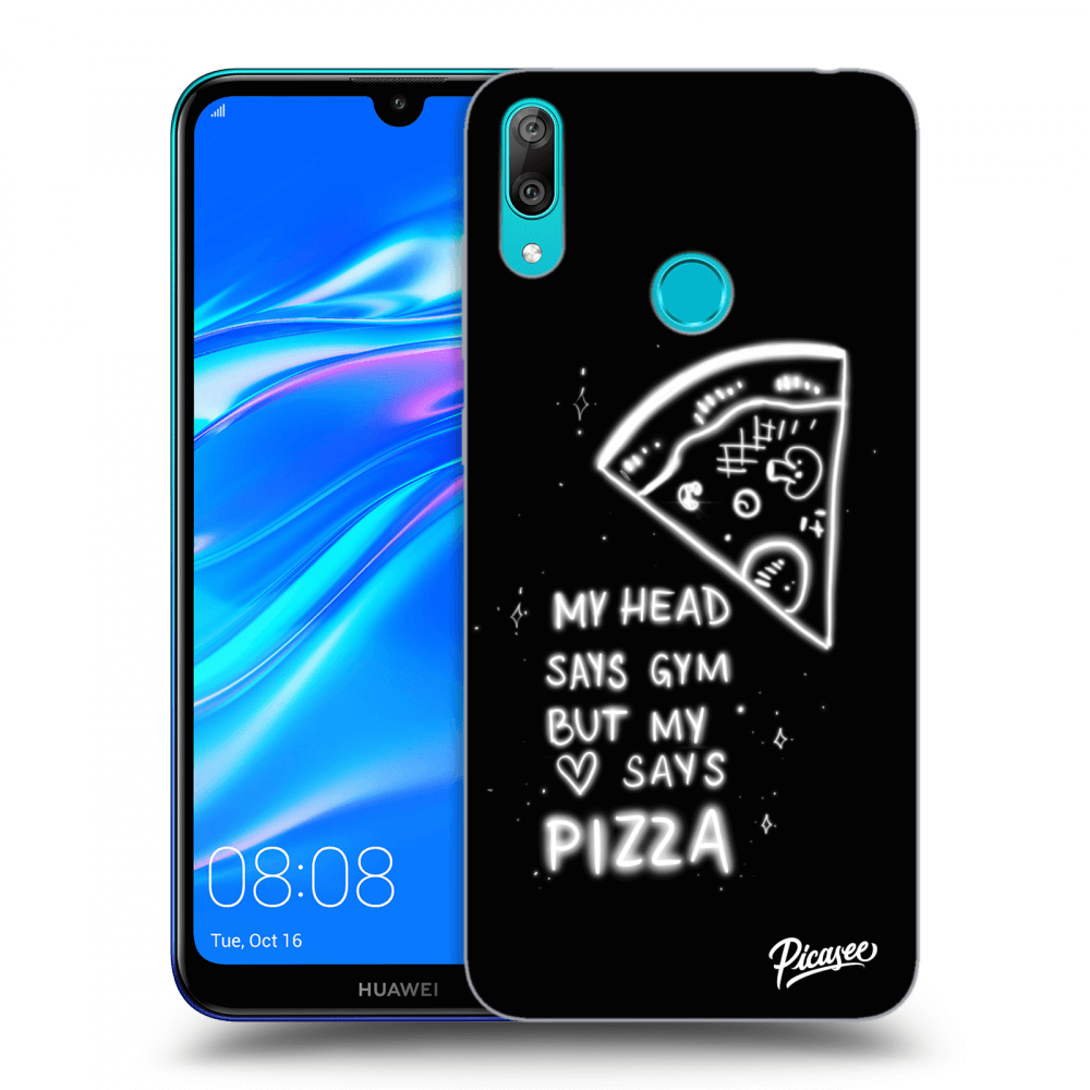 Picasee silikonski črni ovitek za Huawei Y7 2019 - Pizza