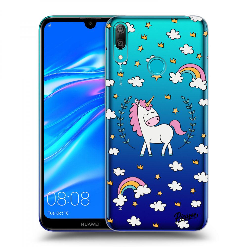 Picasee silikonski prozorni ovitek za Huawei Y7 2019 - Unicorn star heaven