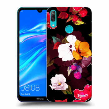 Picasee silikonski črni ovitek za Huawei Y7 2019 - Flowers and Berries