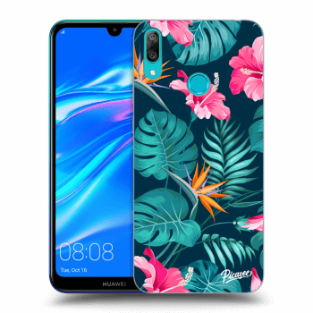 Picasee silikonski črni ovitek za Huawei Y7 2019 - Pink Monstera