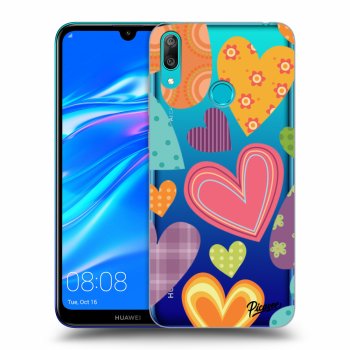 Picasee silikonski prozorni ovitek za Huawei Y7 2019 - Colored heart