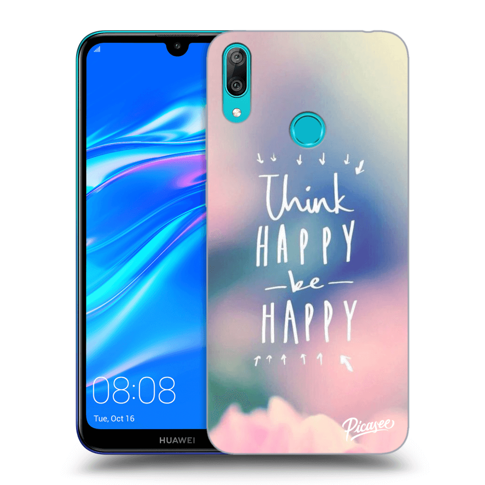 Picasee silikonski črni ovitek za Huawei Y7 2019 - Think happy be happy