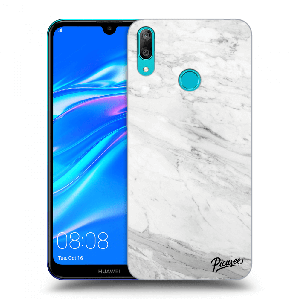 Picasee silikonski prozorni ovitek za Huawei Y7 2019 - White marble