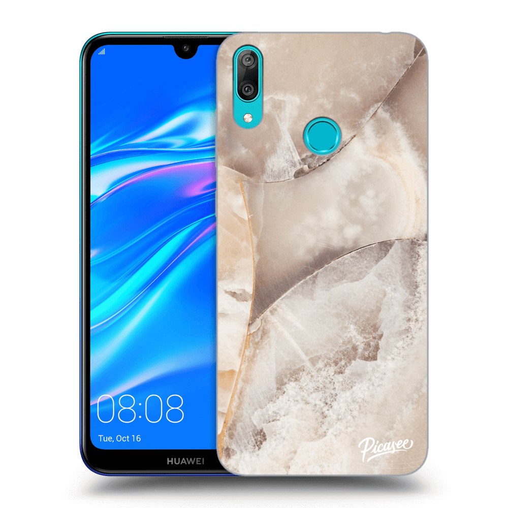 Picasee silikonski prozorni ovitek za Huawei Y7 2019 - Cream marble