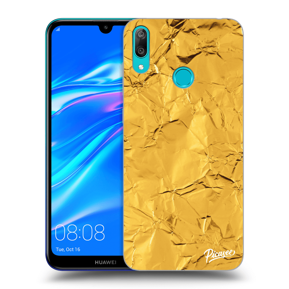 Picasee silikonski prozorni ovitek za Huawei Y7 2019 - Gold